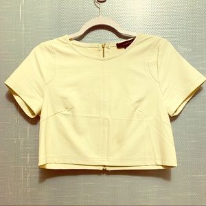 ANGL Olivaceous white cropped faux leather top